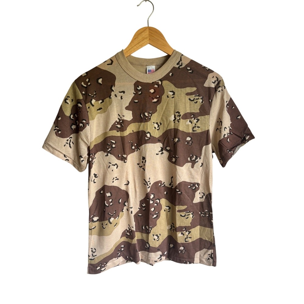 Vintage 90s Chocolate Chip‎ Desert Camo T-Shirt USA Made Single Stitch Large